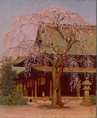 「境内の桜」昭和30年、福岡県立美術館蔵